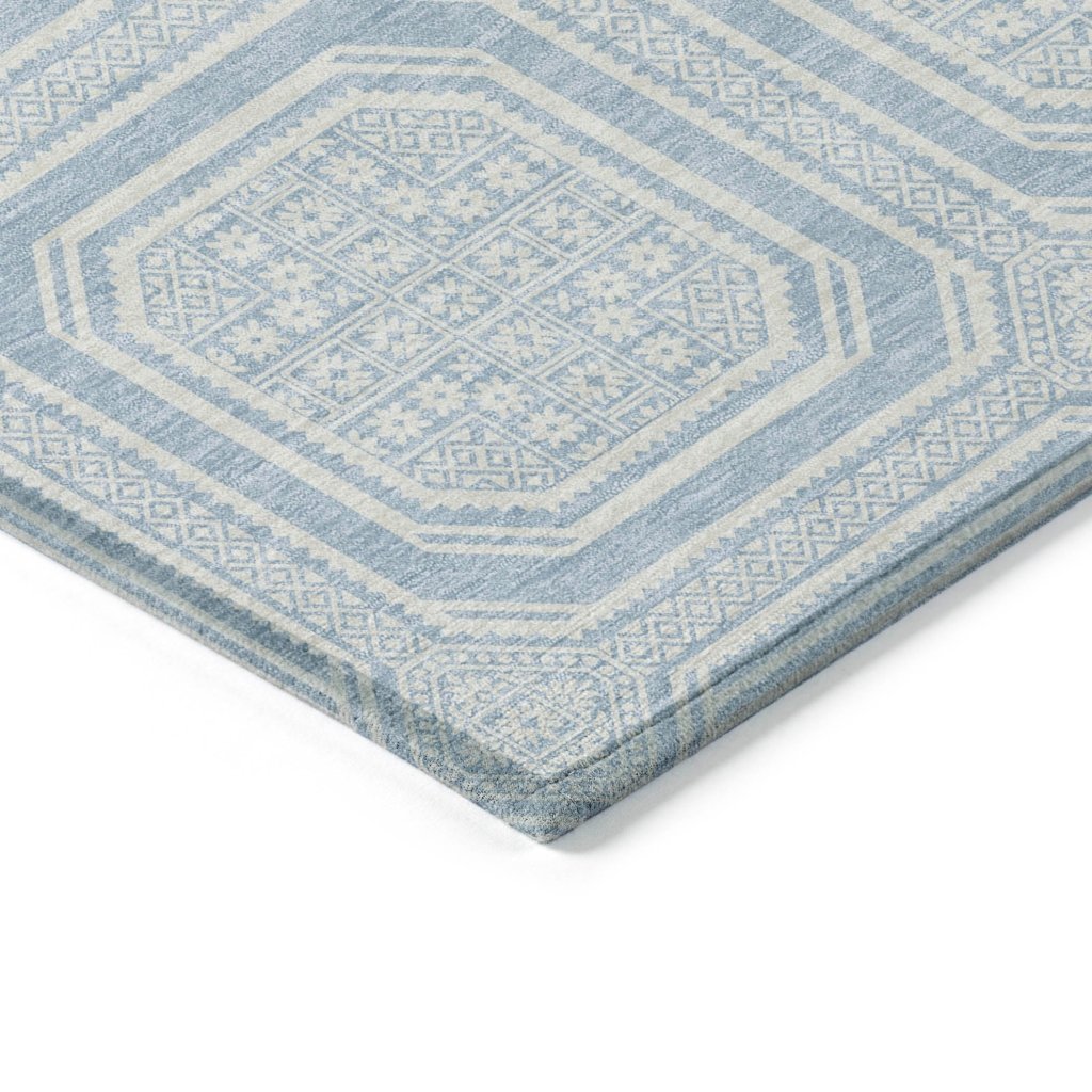 LOOMLAN Rugs Auralis Blue Washable Indoor-Outdoor Rug
