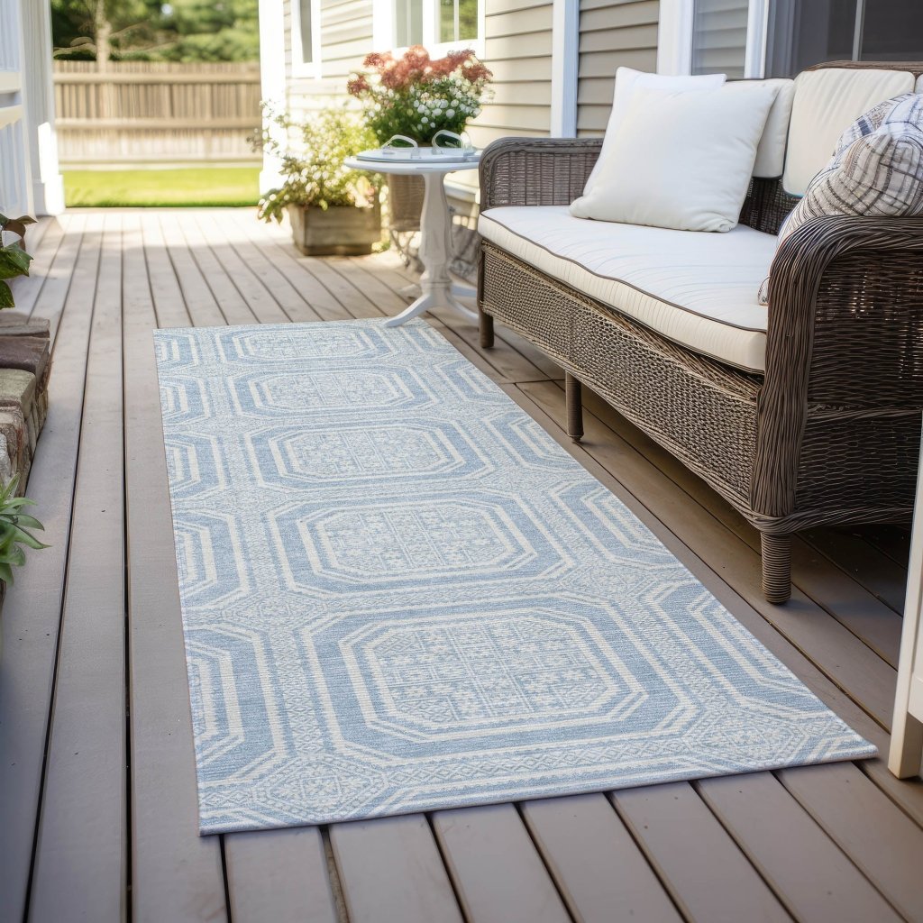 LOOMLAN Rugs Auralis Blue Washable Indoor-Outdoor Rug