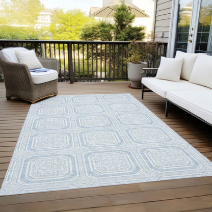 LOOMLAN Rugs Auralis Blue Washable Indoor-Outdoor Rug