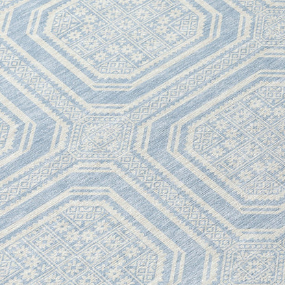 LOOMLAN Rugs Auralis Blue Washable Indoor-Outdoor Rug