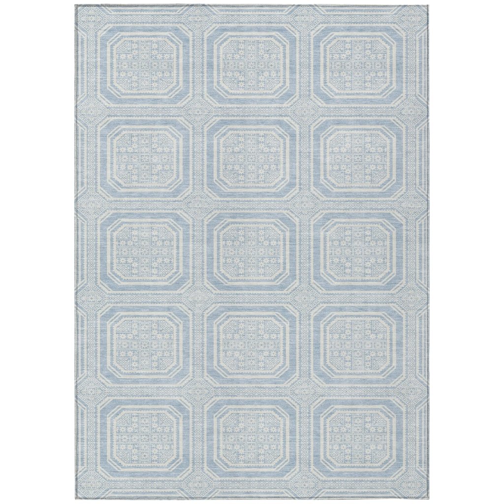 LOOMLAN Rugs Auralis Blue Washable Indoor-Outdoor Rug