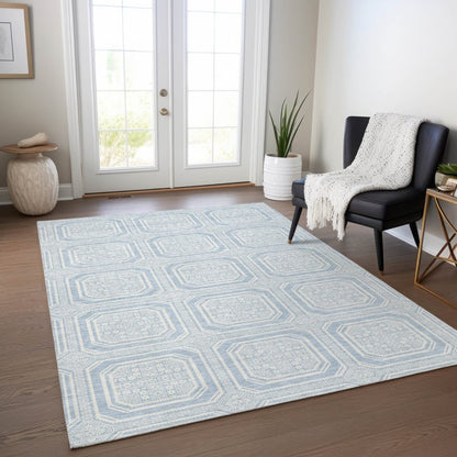 LOOMLAN Rugs Auralis Blue Washable Indoor-Outdoor Rug