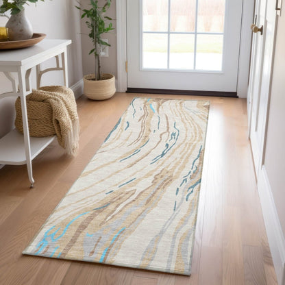 LOOMLAN Rugs Aureva Beige Washable Indoor-Outdoor Rug