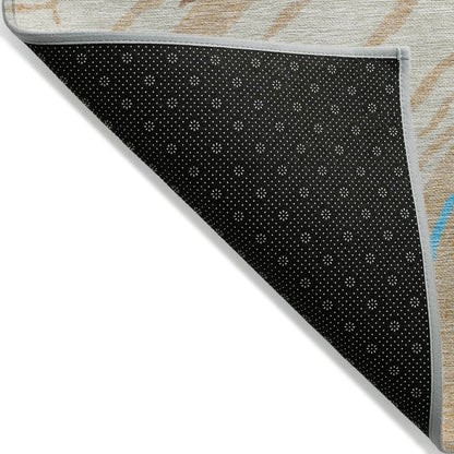 LOOMLAN Rugs Aureva Beige Washable Indoor-Outdoor Rug