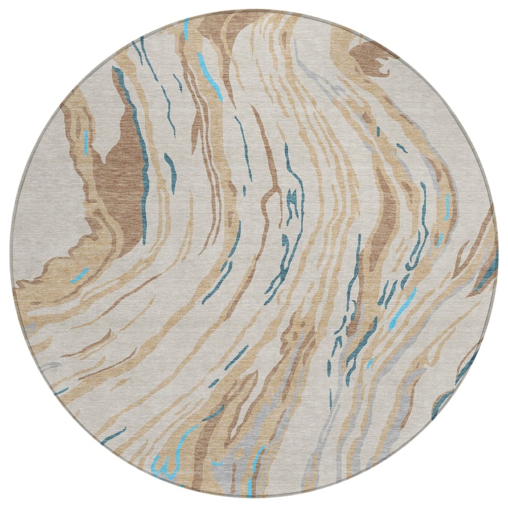 LOOMLAN Rugs Aureva Beige Washable Indoor-Outdoor Rug
