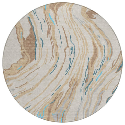LOOMLAN Rugs Aureva Beige Washable Indoor-Outdoor Rug