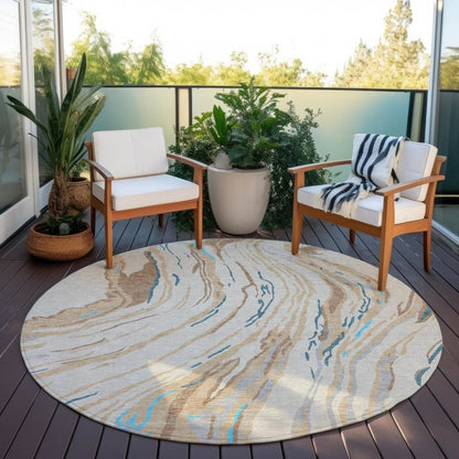 LOOMLAN Rugs Aureva Beige Washable Indoor-Outdoor Rug