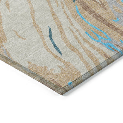 LOOMLAN Rugs Aureva Beige Washable Indoor-Outdoor Rug
