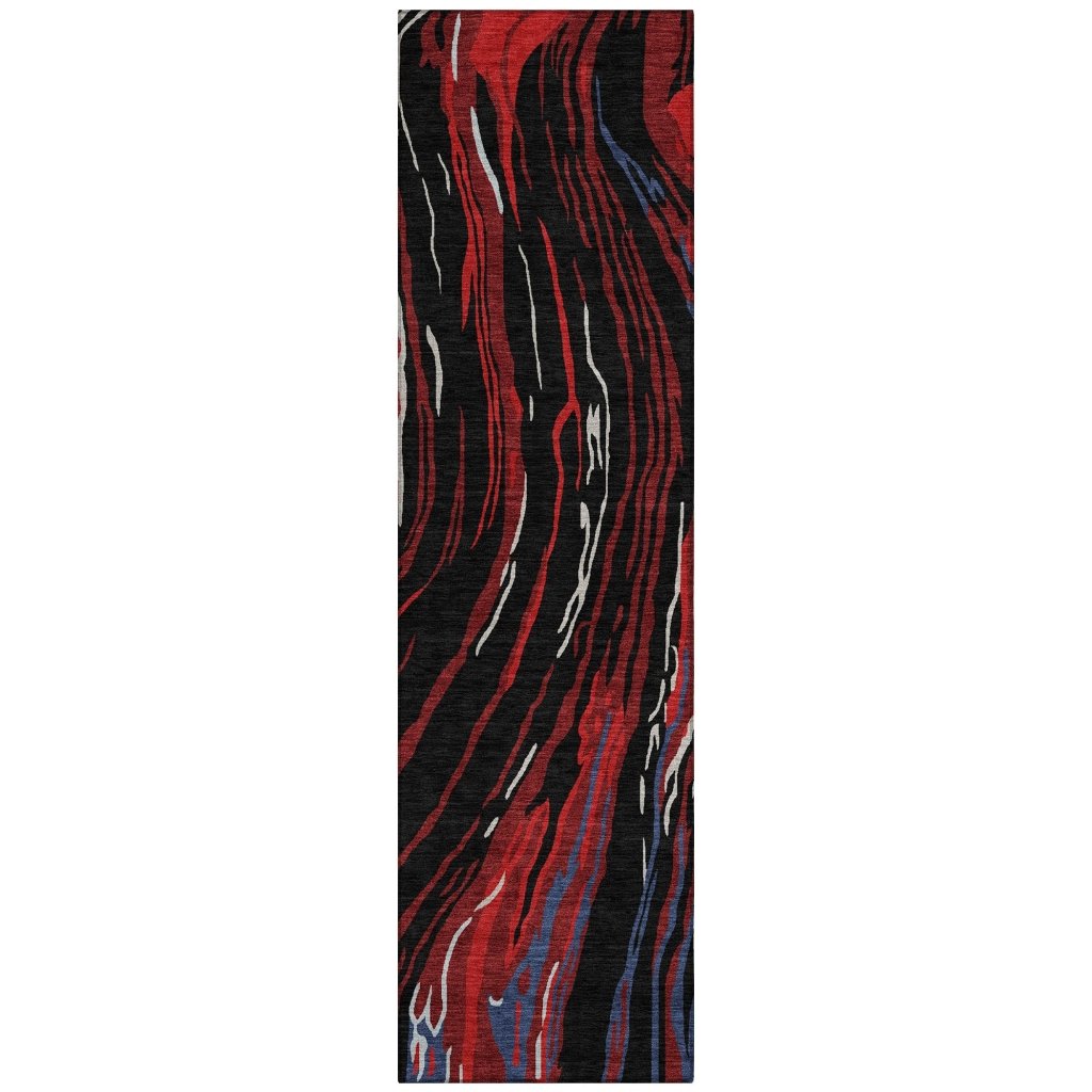 LOOMLAN Rugs Aureva Black Washable Indoor-Outdoor Rug
