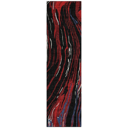 LOOMLAN Rugs Aureva Black Washable Indoor-Outdoor Rug
