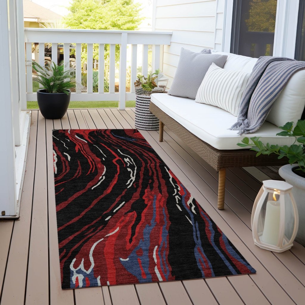 LOOMLAN Rugs Aureva Black Washable Indoor-Outdoor Rug