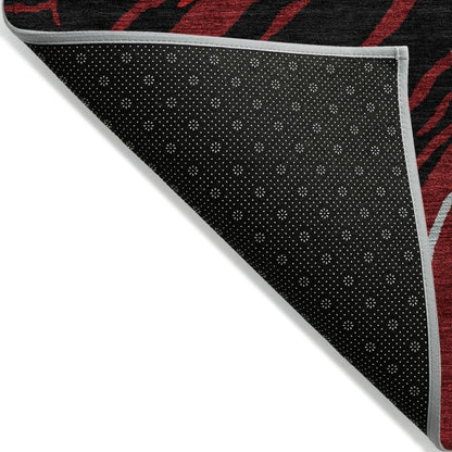 LOOMLAN Rugs Aureva Black Washable Indoor-Outdoor Rug
