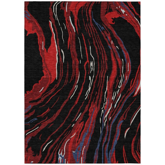 LOOMLAN Rugs Aureva Black Washable Indoor-Outdoor Rug