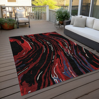 LOOMLAN Rugs Aureva Black Washable Indoor-Outdoor Rug