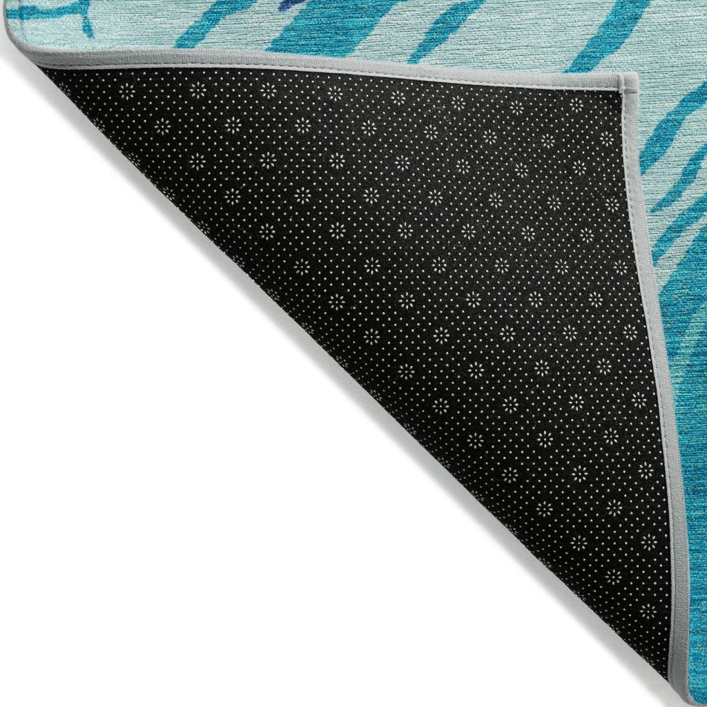 LOOMLAN Rugs Aureva Blue Washable Indoor-Outdoor Rug