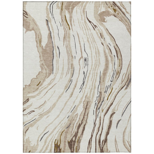 LOOMLAN Rugs Aureva Ivory Washable Indoor-Outdoor Rug