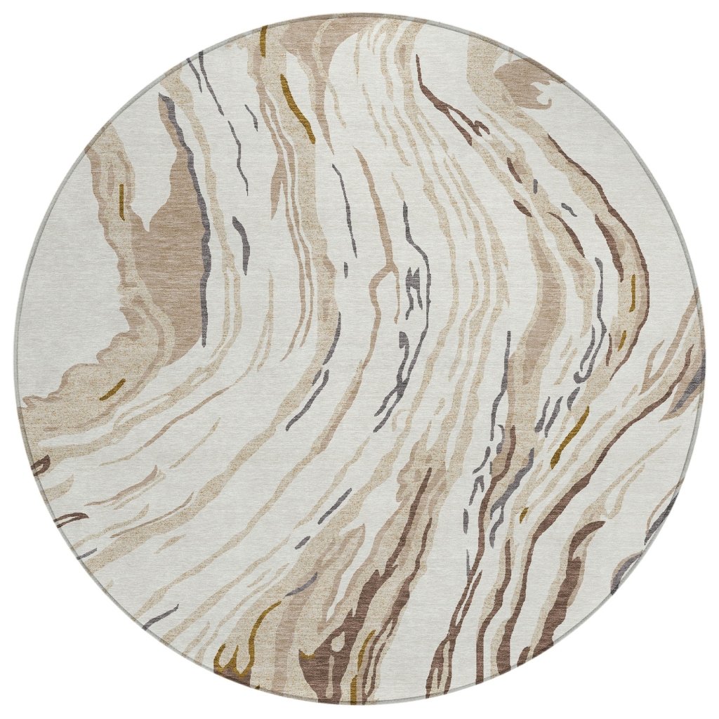 LOOMLAN Rugs Aureva Ivory Washable Indoor-Outdoor Rug