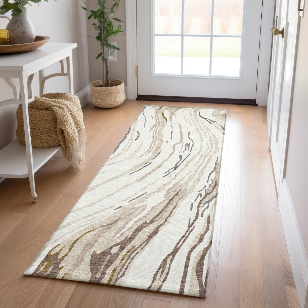 LOOMLAN Rugs Aureva Ivory Washable Indoor-Outdoor Rug