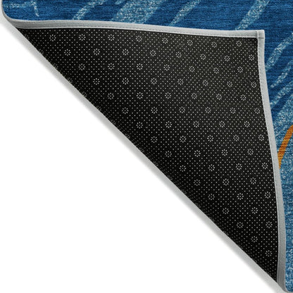 LOOMLAN Rugs Aureva Navy Washable Indoor-Outdoor Rug