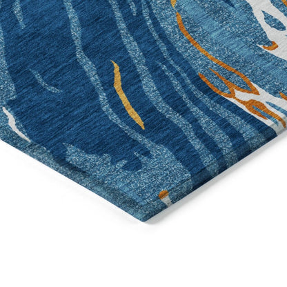 LOOMLAN Rugs Aureva Navy Washable Indoor-Outdoor Rug