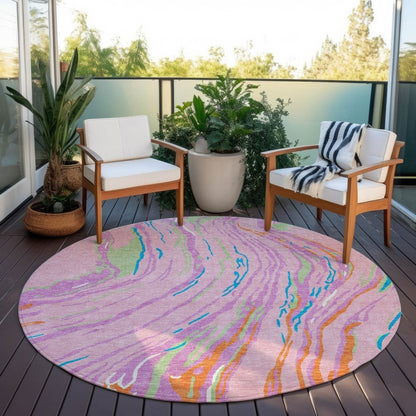 LOOMLAN Rugs Aureva Pink Washable Indoor-Outdoor Rug