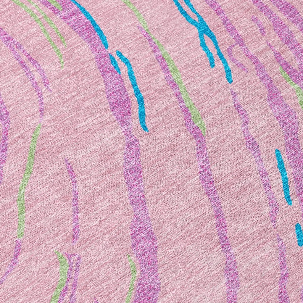 LOOMLAN Rugs Aureva Pink Washable Indoor-Outdoor Rug