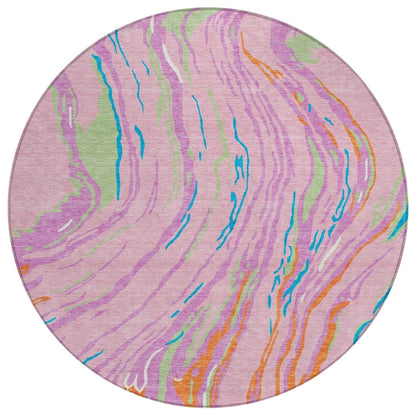 LOOMLAN Rugs Aureva Pink Washable Indoor-Outdoor Rug