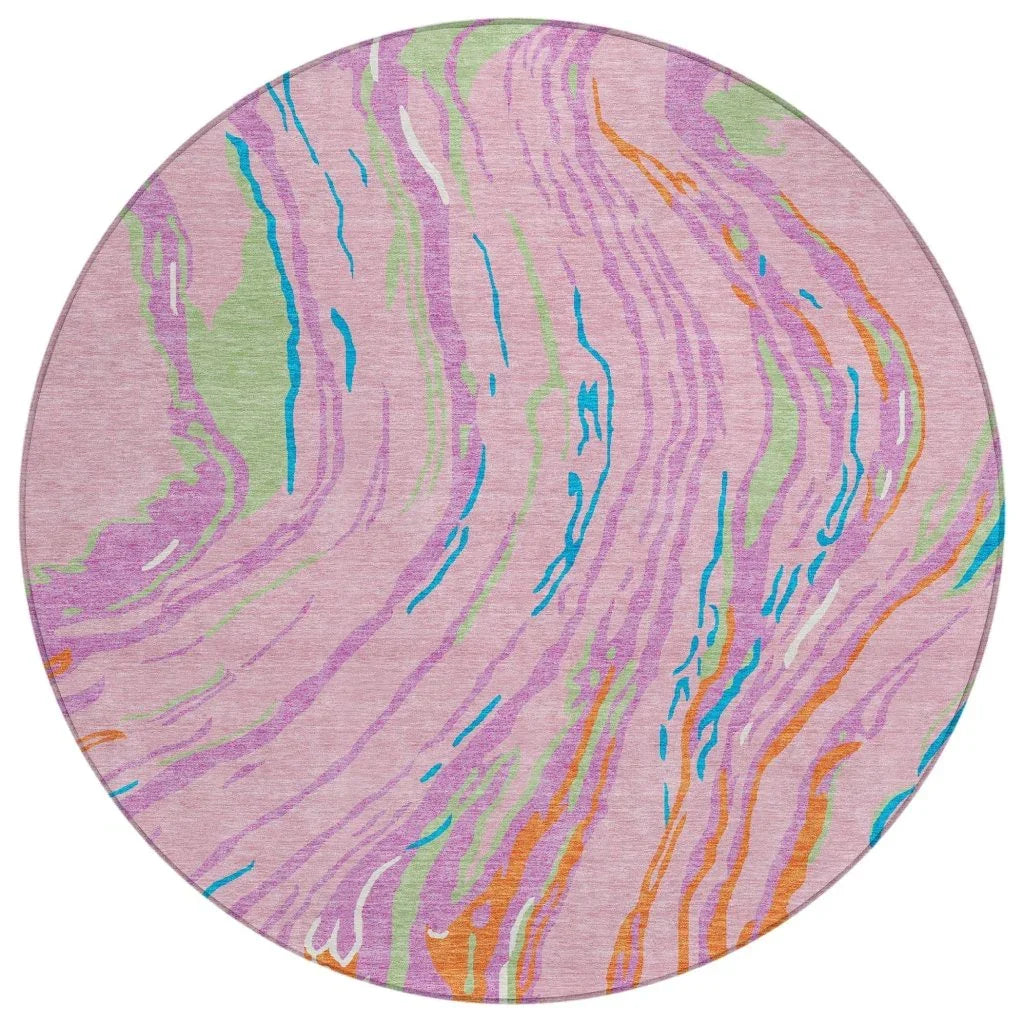 LOOMLAN Rugs Aureva Pink Washable Indoor-Outdoor Rug