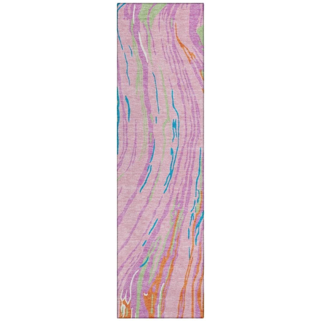 LOOMLAN Rugs Aureva Pink Washable Indoor-Outdoor Rug