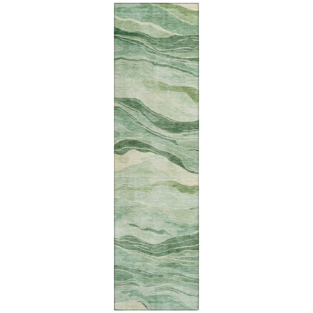 LOOMLAN Rugs Aurienne Green Washable Indoor-Outdoor Rug