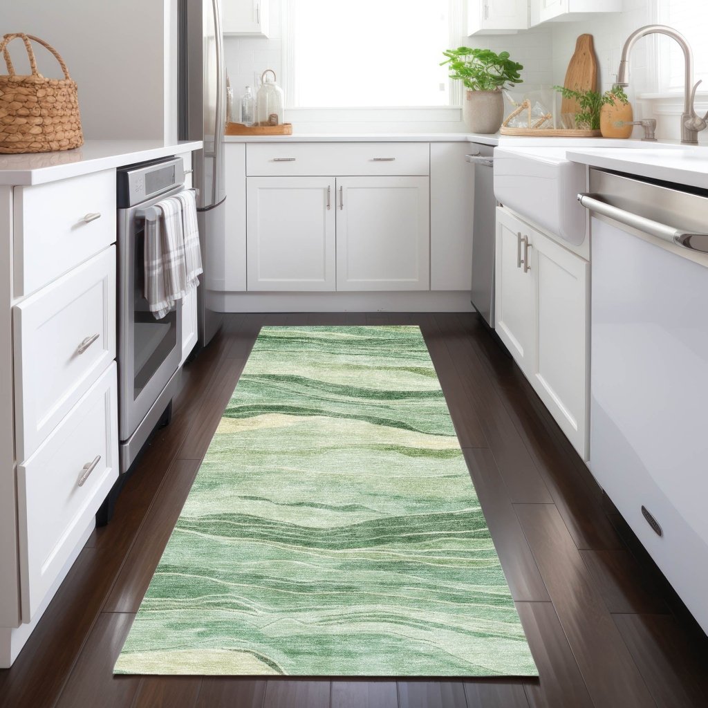 LOOMLAN Rugs Aurienne Green Washable Indoor-Outdoor Rug
