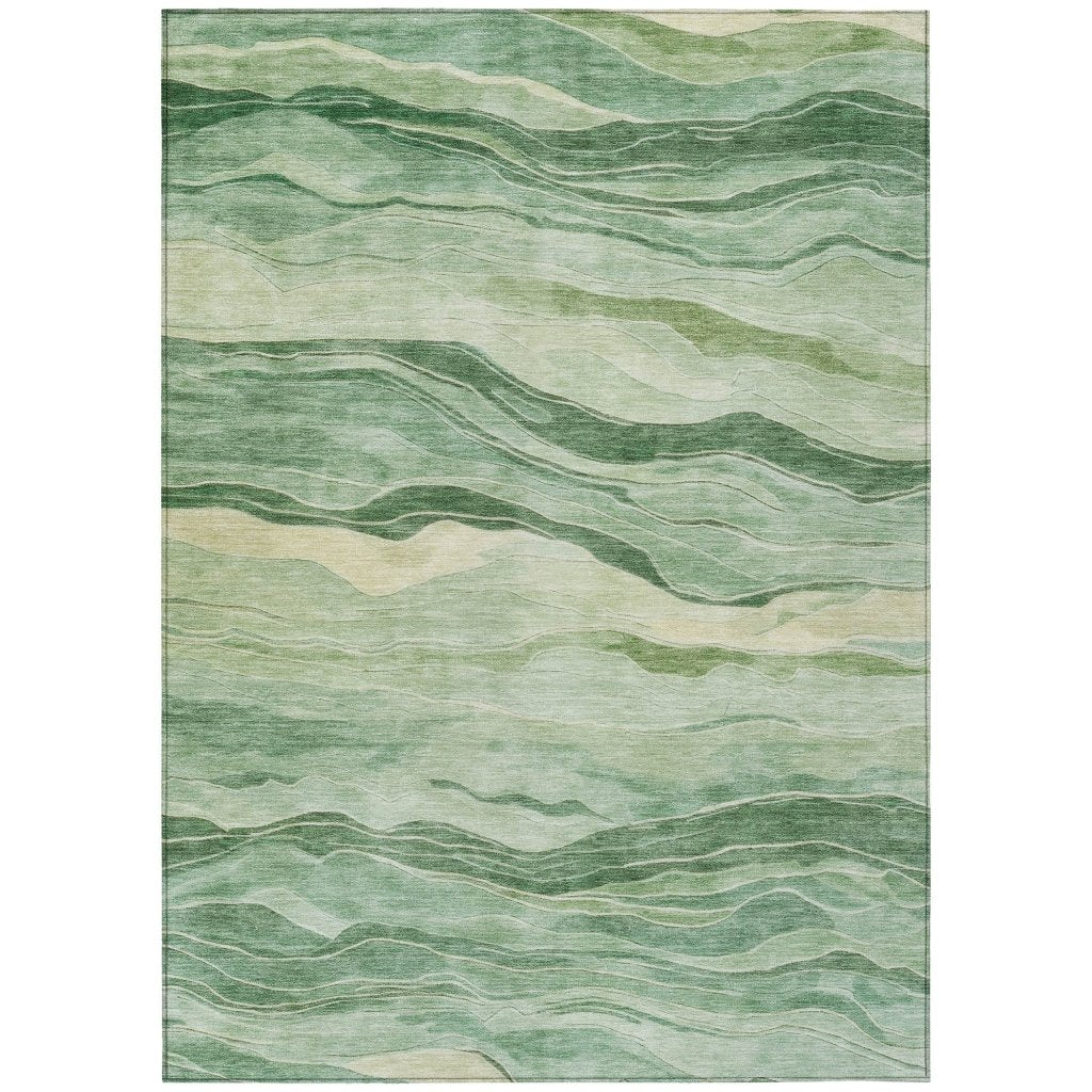 LOOMLAN Rugs Aurienne Green Washable Indoor-Outdoor Rug