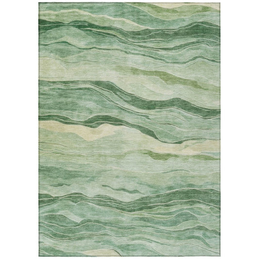 LOOMLAN Rugs Aurienne Green Washable Indoor-Outdoor Rug