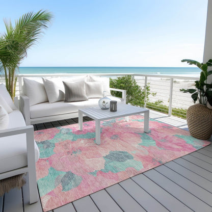 LOOMLAN Rugs Aurithra Pink Washable Indoor-Outdoor Rug