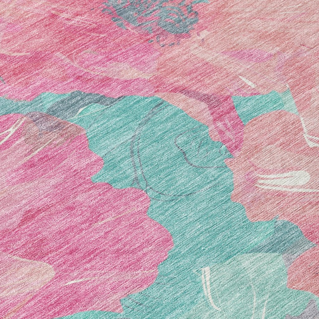 LOOMLAN Rugs Aurithra Pink Washable Indoor-Outdoor Rug