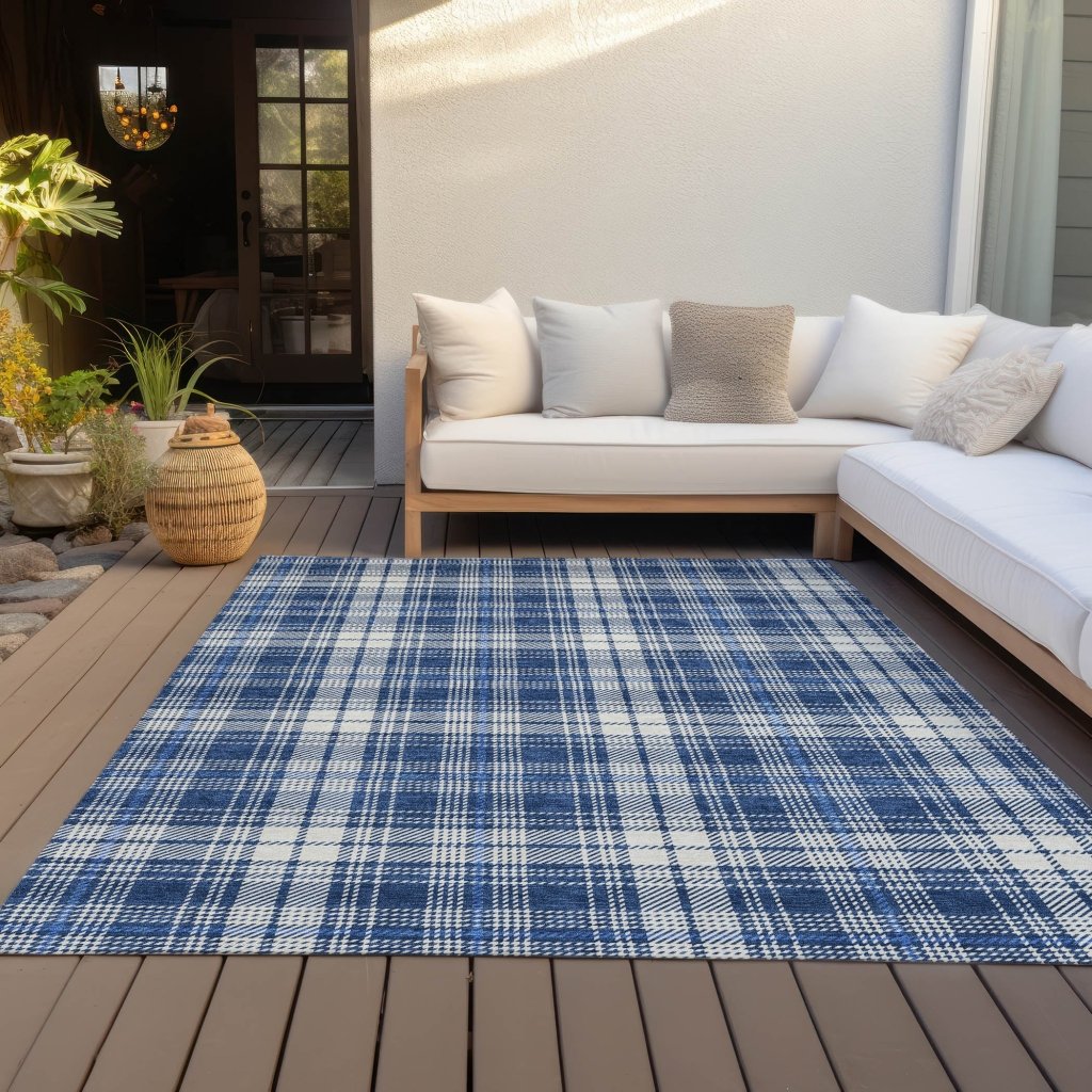 LOOMLAN Rugs Aurora Blue Washable Indoor-Outdoor Rug