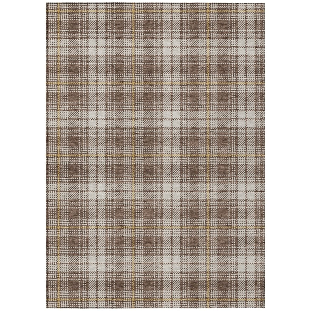 LOOMLAN Rugs Aurora Brown Washable Indoor-Outdoor Rug