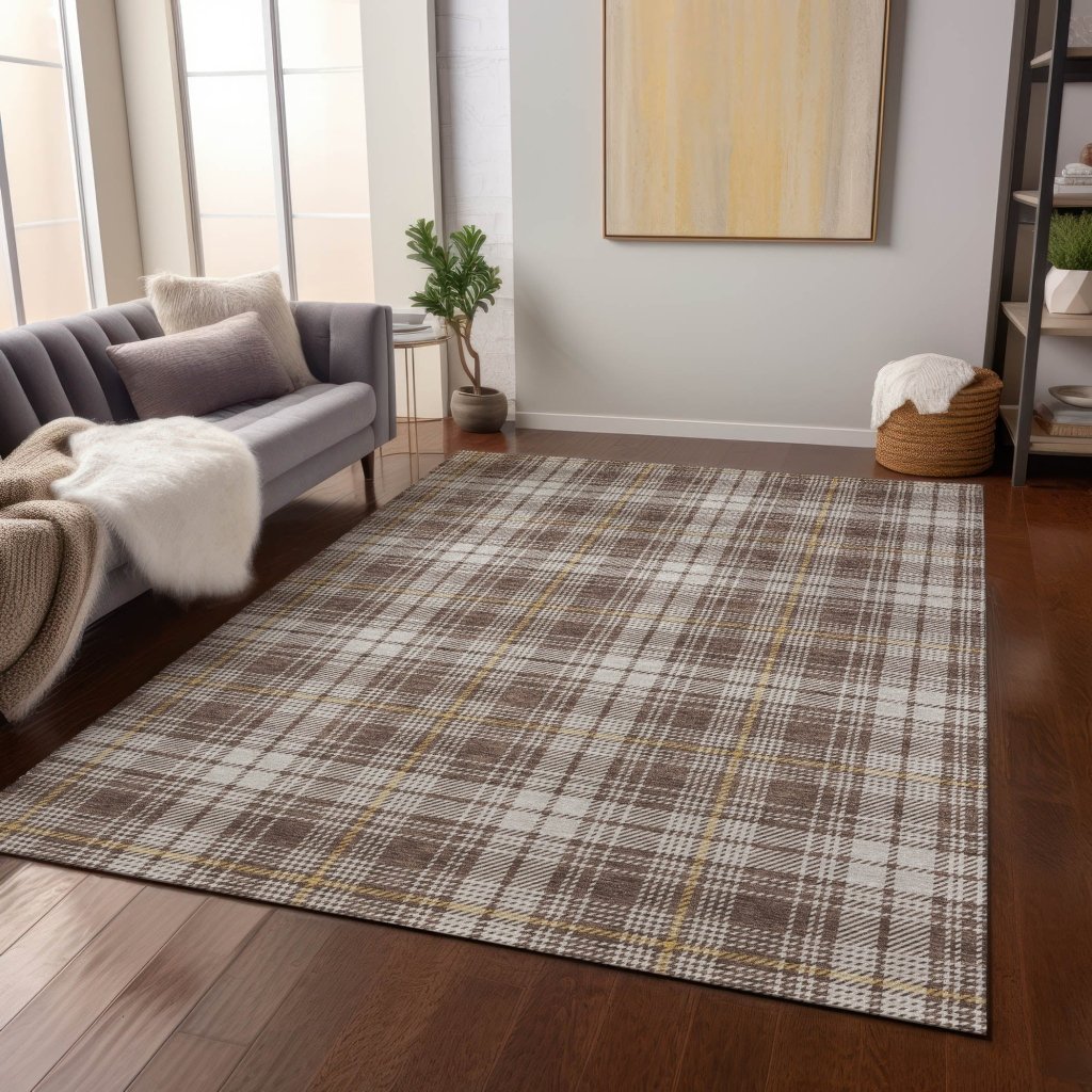 LOOMLAN Rugs Aurora Brown Washable Indoor-Outdoor Rug