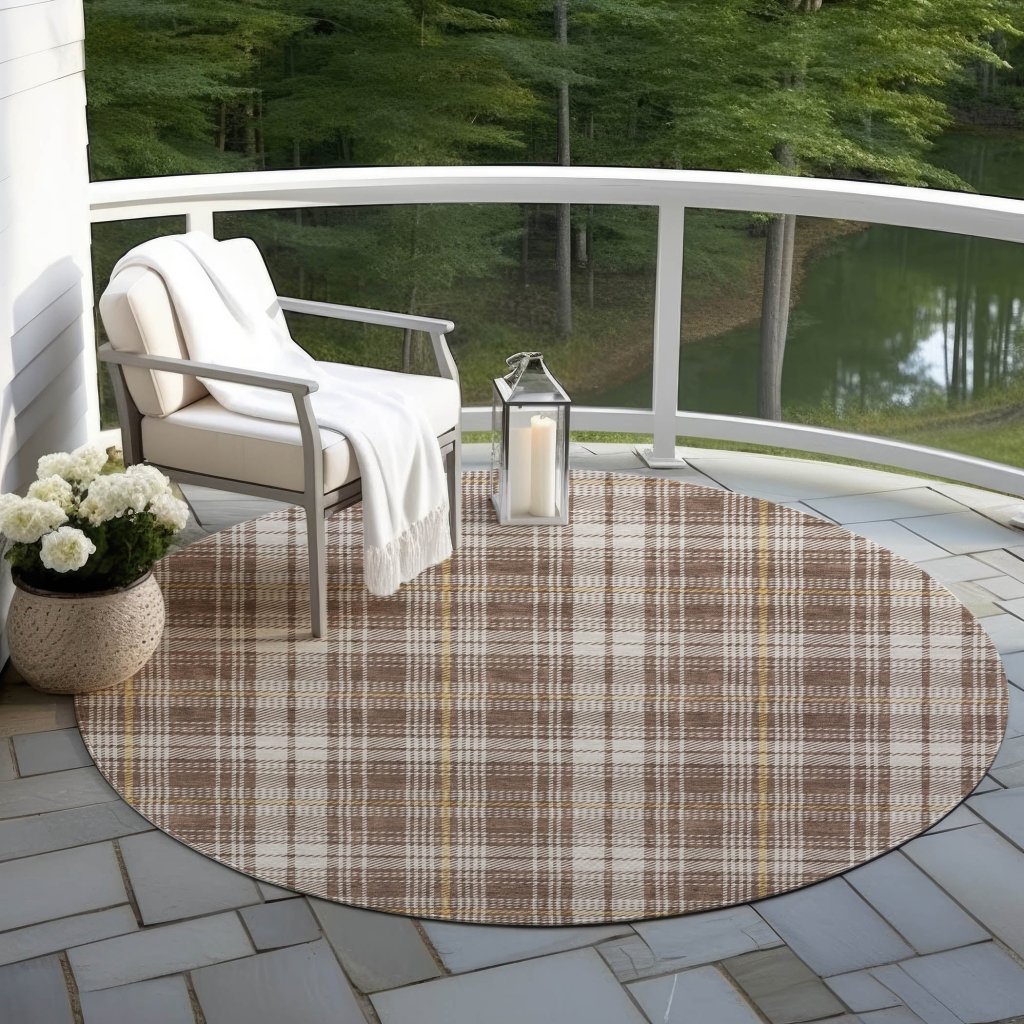 LOOMLAN Rugs Aurora Brown Washable Indoor-Outdoor Rug