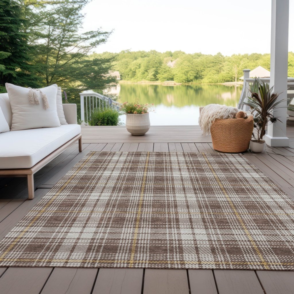 LOOMLAN Rugs Aurora Brown Washable Indoor-Outdoor Rug