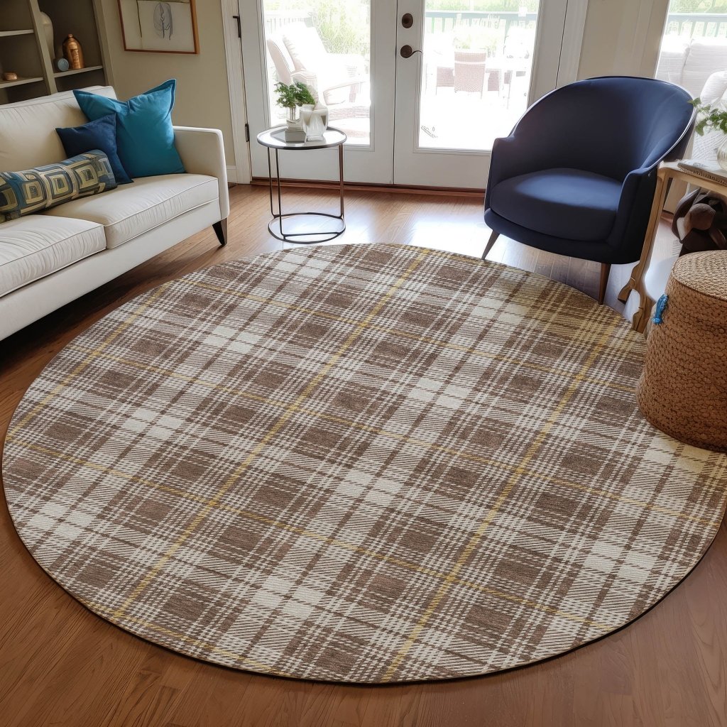 LOOMLAN Rugs Aurora Brown Washable Indoor-Outdoor Rug