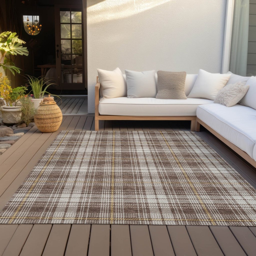 LOOMLAN Rugs Aurora Brown Washable Indoor-Outdoor Rug
