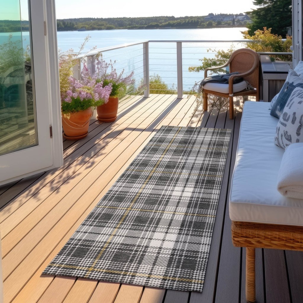 Aurora Charcoal Washable Indoor - Outdoor Rug - LOOMLAN - LOOMLAN Rugs - Outdoor Rugs