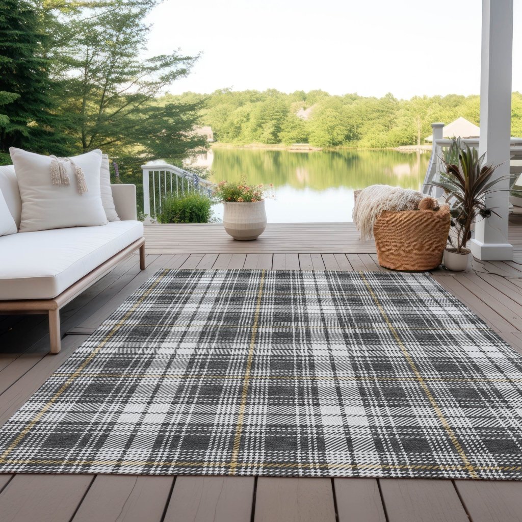 Aurora Charcoal Washable Indoor - Outdoor Rug - LOOMLAN - LOOMLAN Rugs - Outdoor Rugs