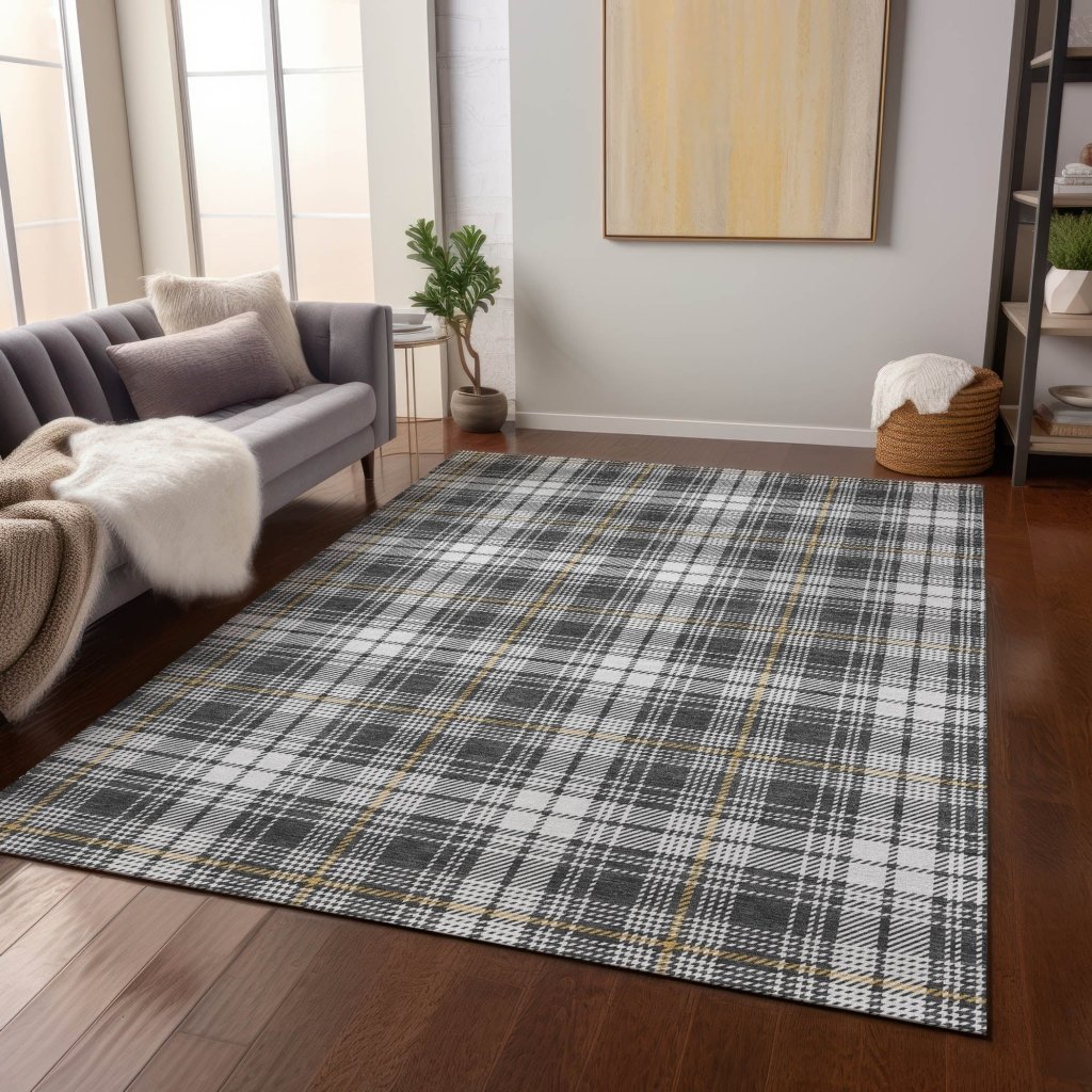 Aurora Charcoal Washable Indoor - Outdoor Rug - LOOMLAN - LOOMLAN Rugs - Outdoor Rugs
