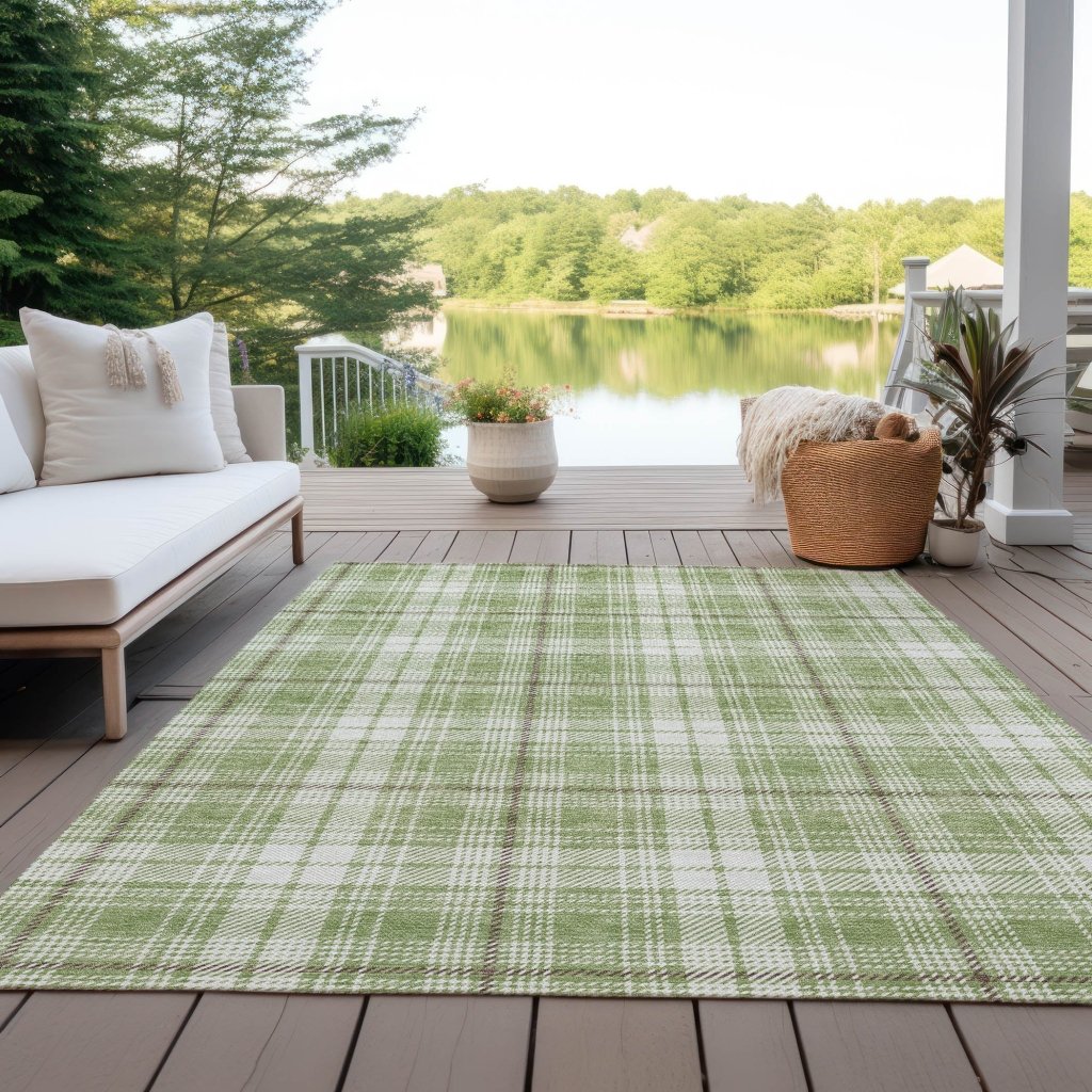 LOOMLAN Rugs Aurora Green Washable Indoor-Outdoor Rug