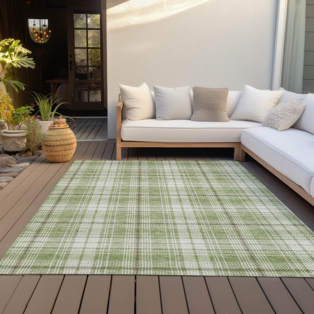 LOOMLAN Rugs Aurora Green Washable Indoor-Outdoor Rug