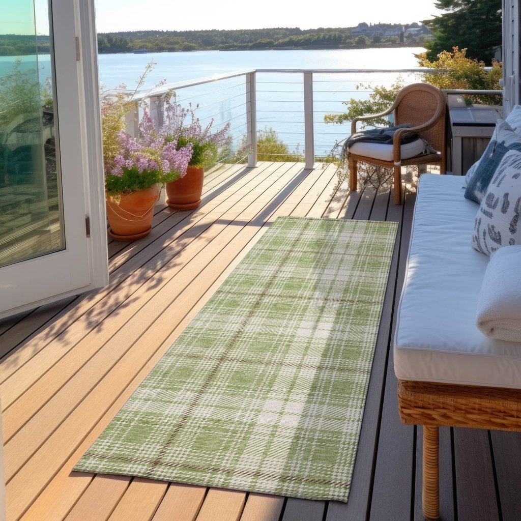 LOOMLAN Rugs Aurora Green Washable Indoor-Outdoor Rug
