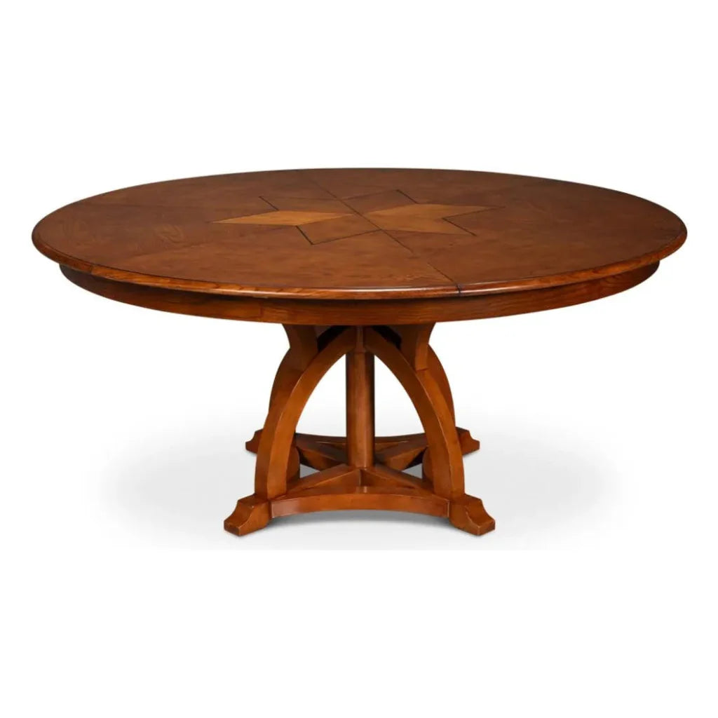 Austin Jupe Brown Round Dining Table - LOOMLAN - Sarreid - Dining Tables