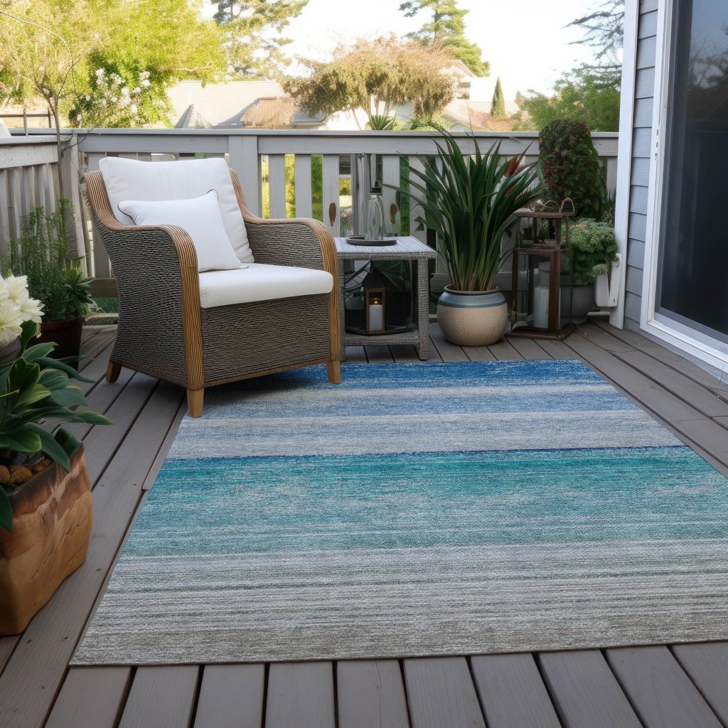 LOOMLAN Rugs Avanora Blue Washable Indoor-Outdoor Rug